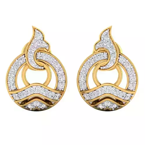 Earrings-1011 pair of diamond earrings in rose gold 3D print model