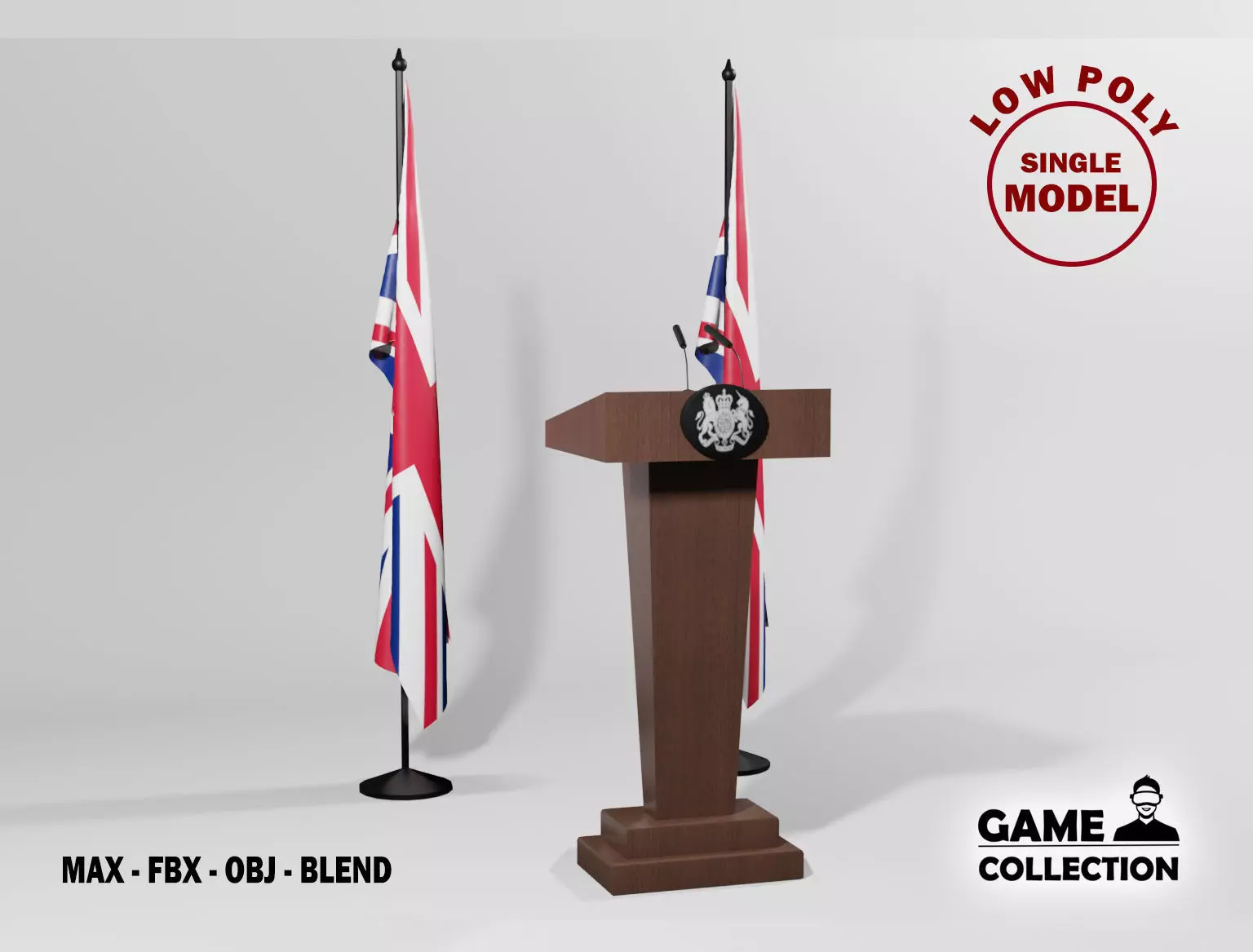English Presidential podium Low-poly 3D model