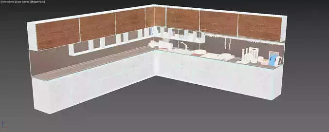 kitchen square long 3dmodels - Kitchen Cabinets square