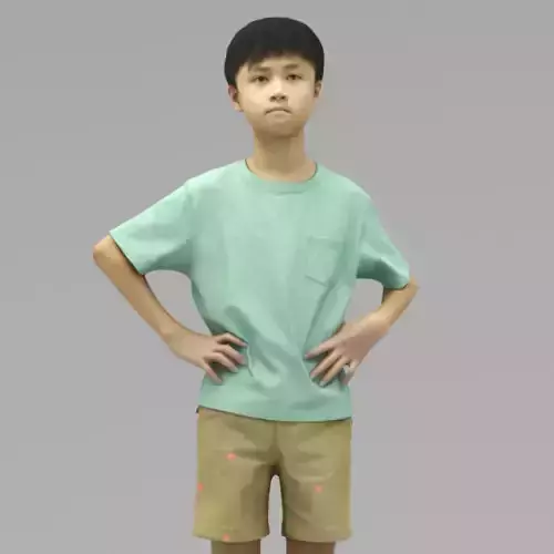 A Cool Boy In Akimbo Posture In Half Body Portrait