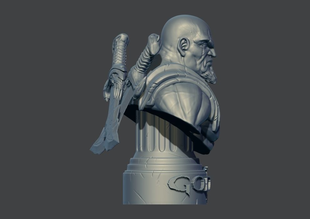Kratos Bust Fan Art Version 02 Free 3D print model_1