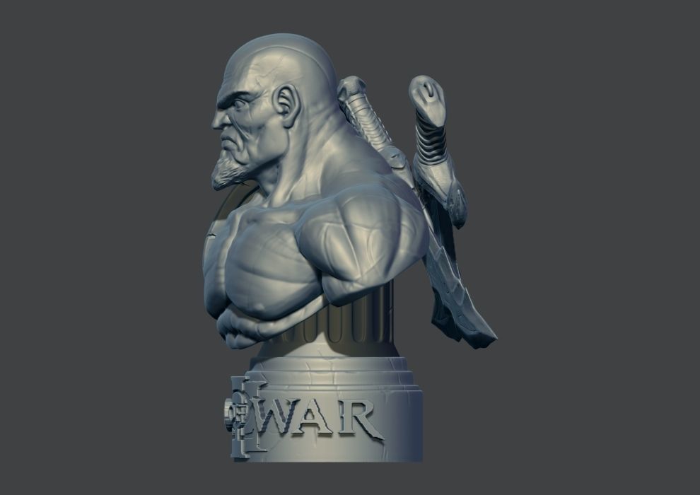 Kratos Bust Fan Art Version 02 Free 3D print model_3