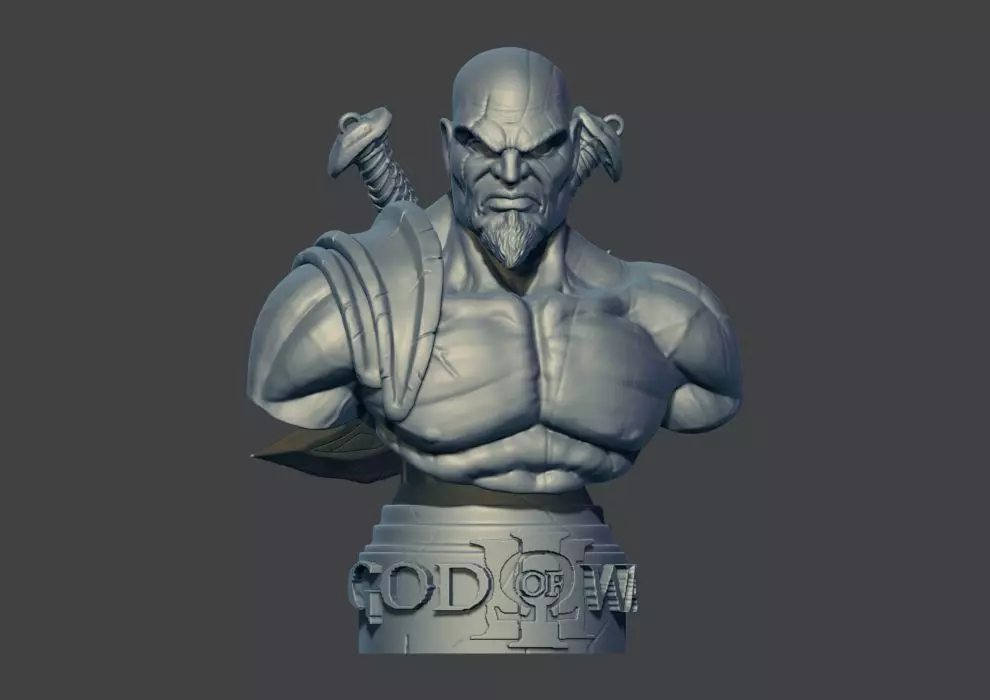 Kratos Bust Fan Art Version 02 Free 3D print model_0