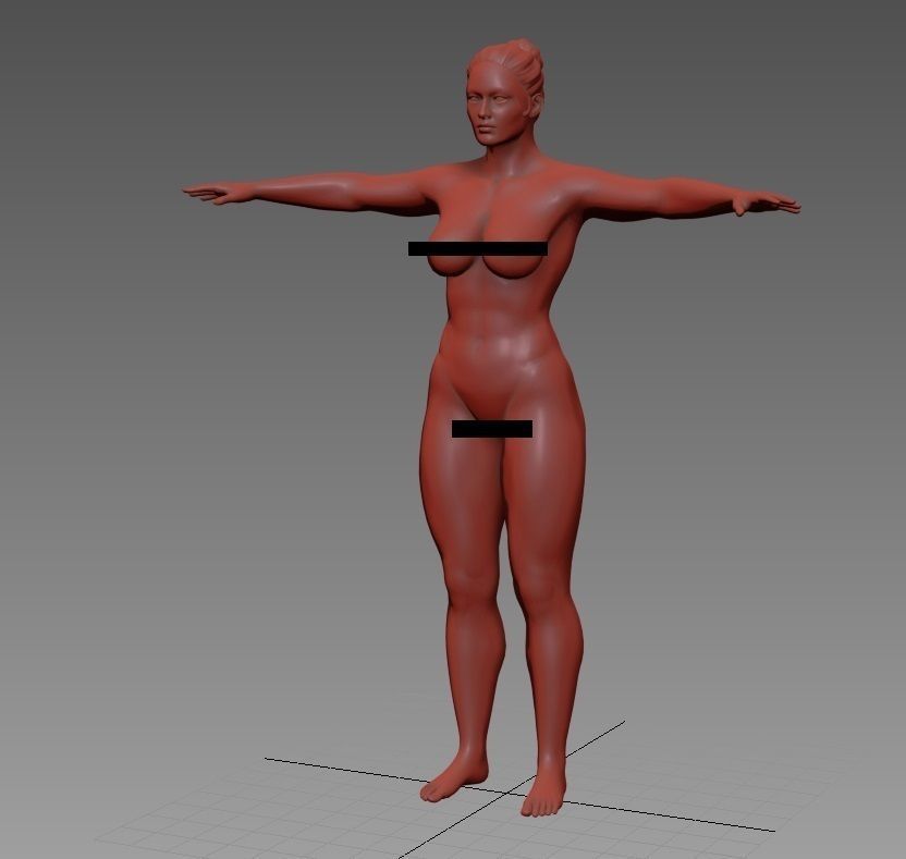 Gymnast Female Nude 3D model_2