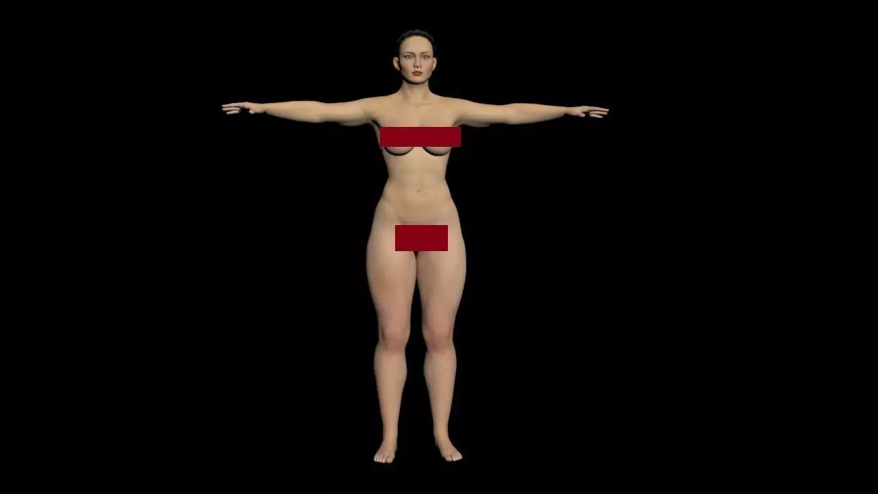 Gymnast Female Nude 3D model_0