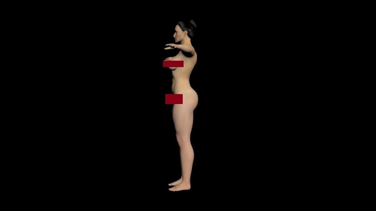 Gymnast Female Nude 3D model_3