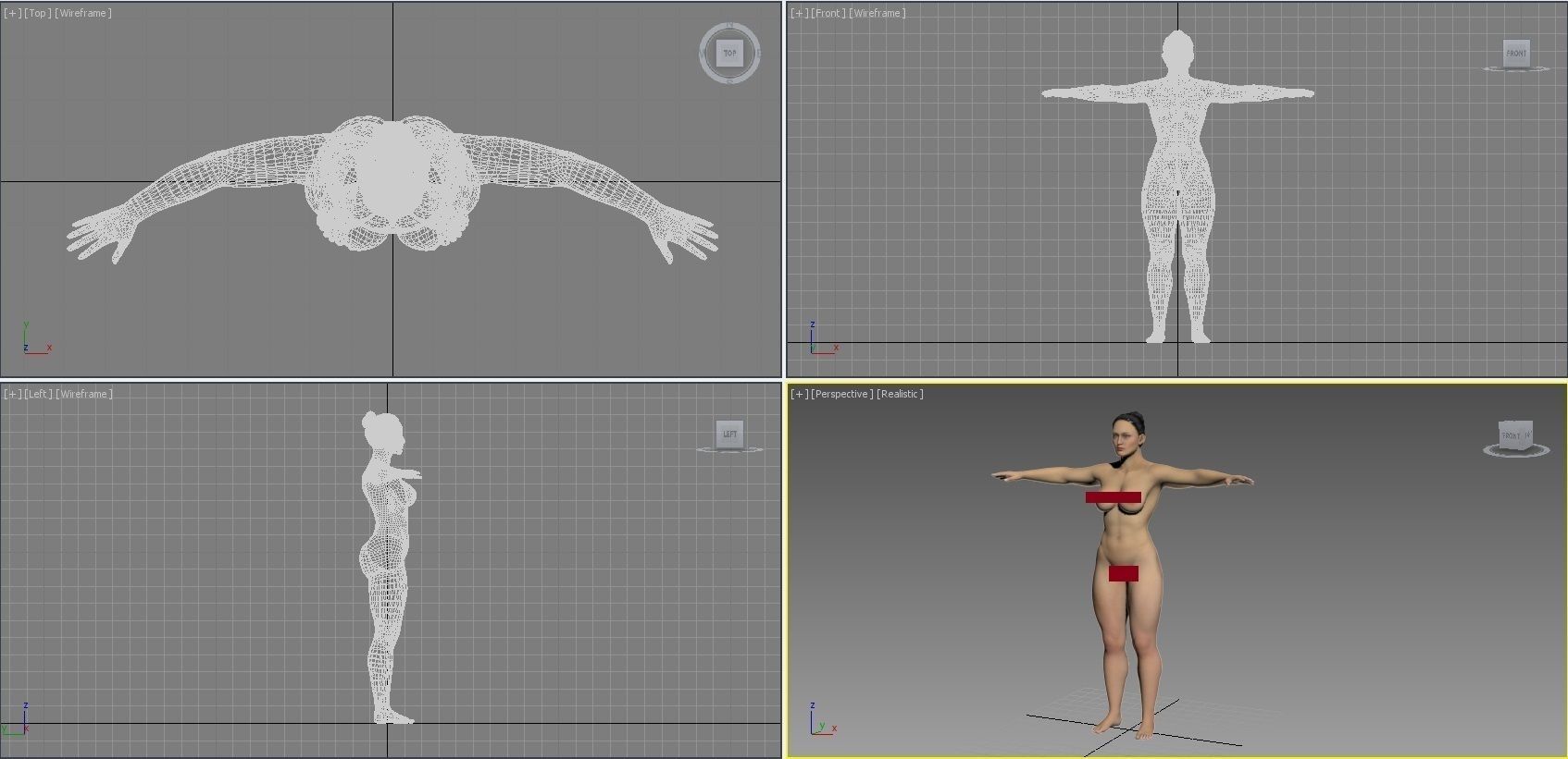 Gymnast Female Nude 3D model_6