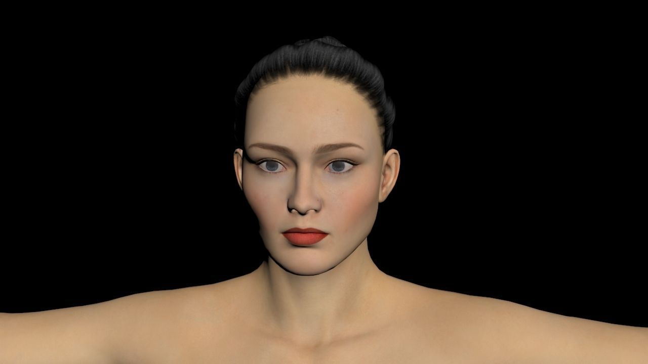 Gymnast Female Nude 3D model_5