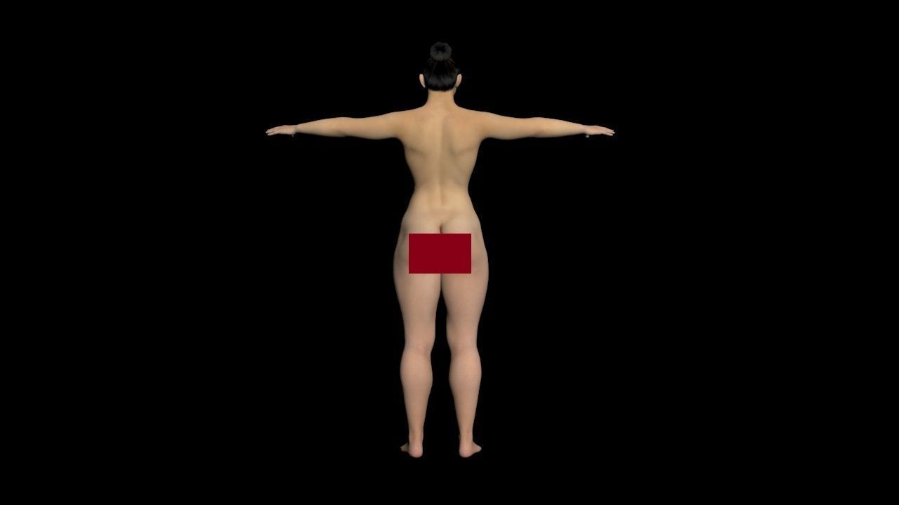 Gymnast Female Nude 3D model_1