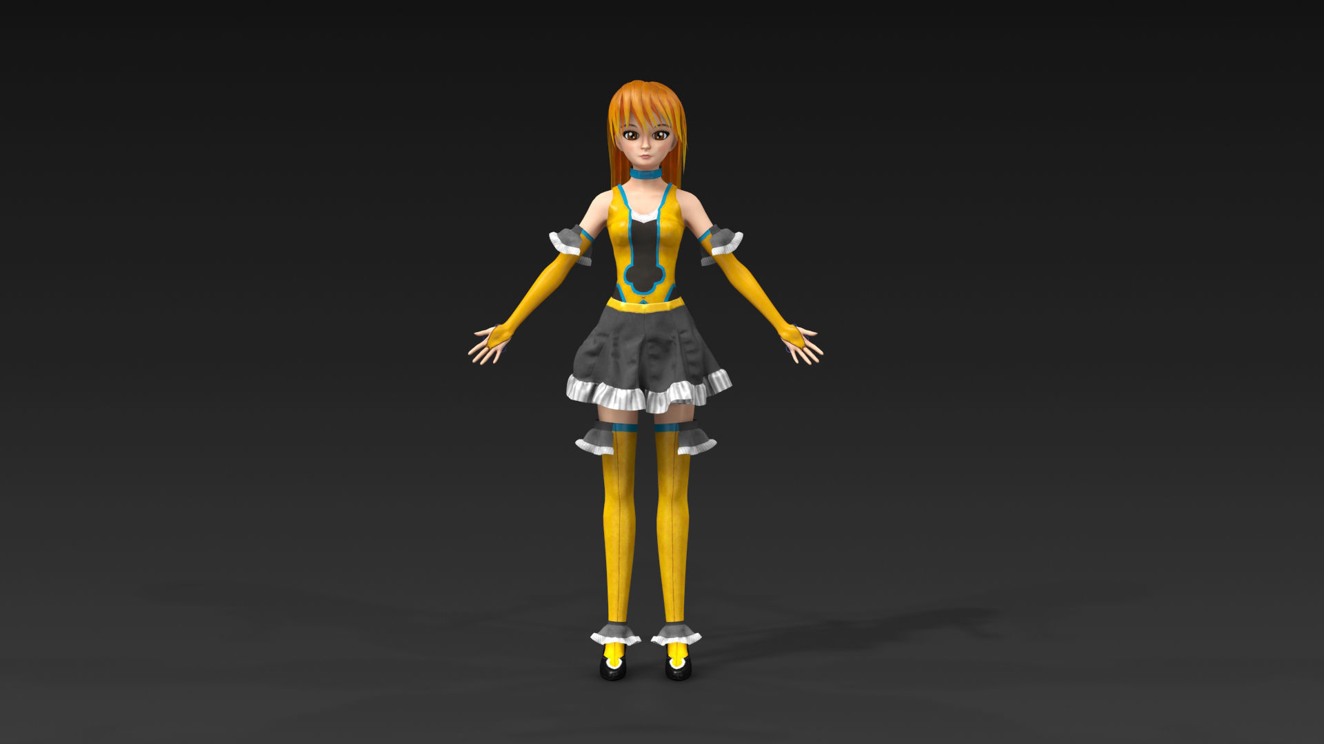 3D model Anime Girl Low Poly Character Rigged with Clothes VR / AR ...