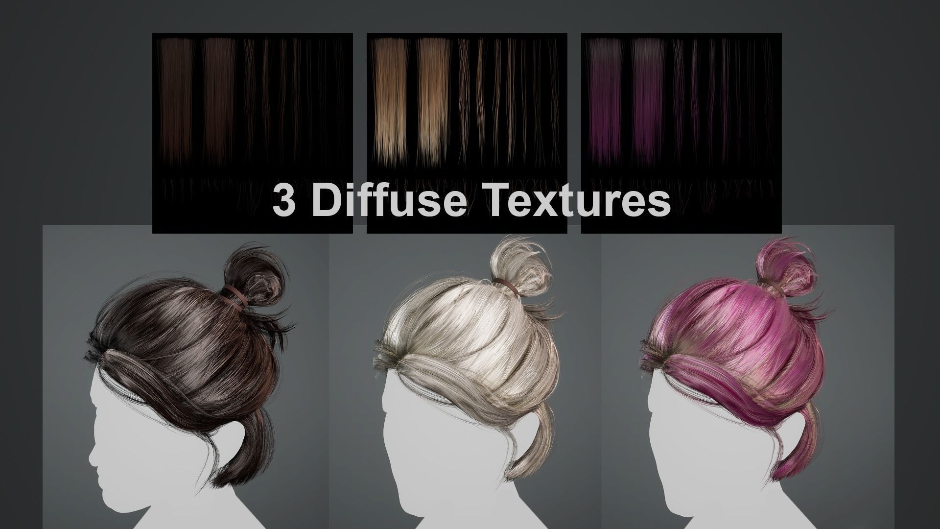 Realistic Hair Texture PBR for Game Character Hair Cards 4k Texture_2