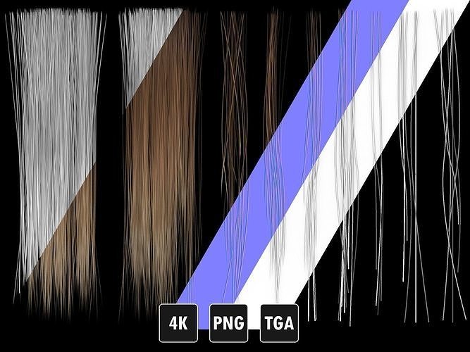 Realistic Hair Texture PBR for Game Character Hair Cards 4k Texture