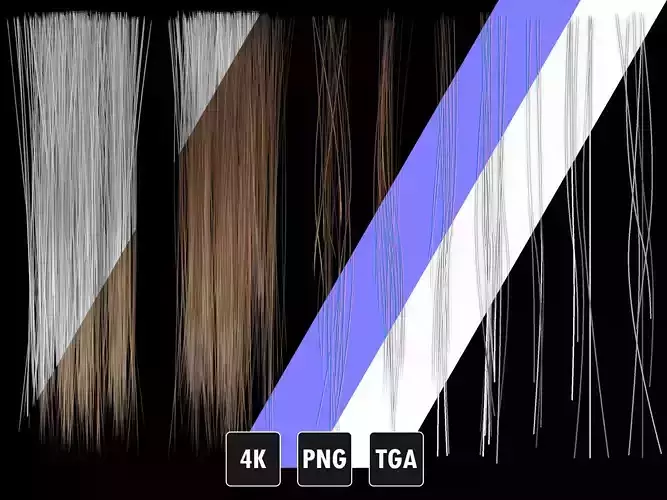 Realistic Hair Texture PBR for Game Character Hair Cards 4k
