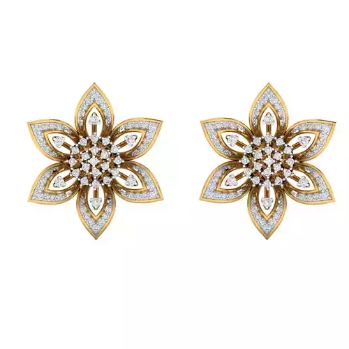 Earrings-1281-E rose gold diamond stud earring 3D print model