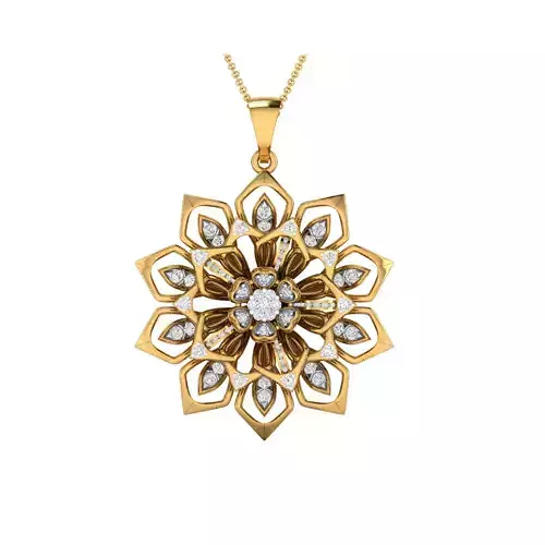 Pendant-1278-P rose gold diamond flower pendant