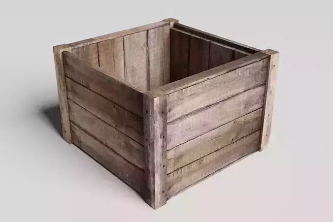 Wooden Box Crate with Open Top