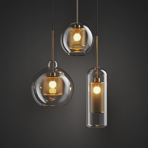 Tudo and Co Chiswick Glass Pendant Light 3D model