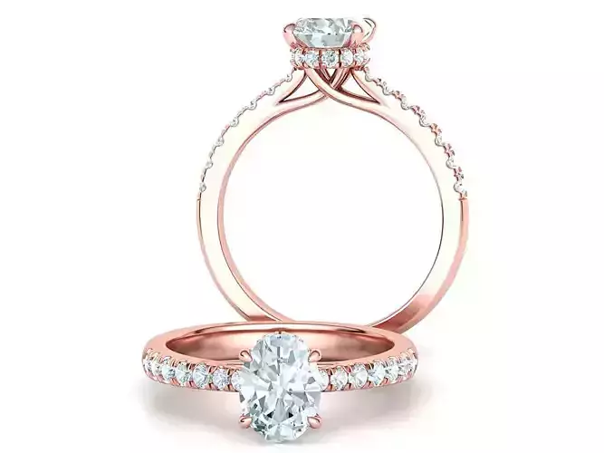 Trellis Engagement ring 8x6 Oval Stone 1ct Oval gem 3dmodel 3D print model