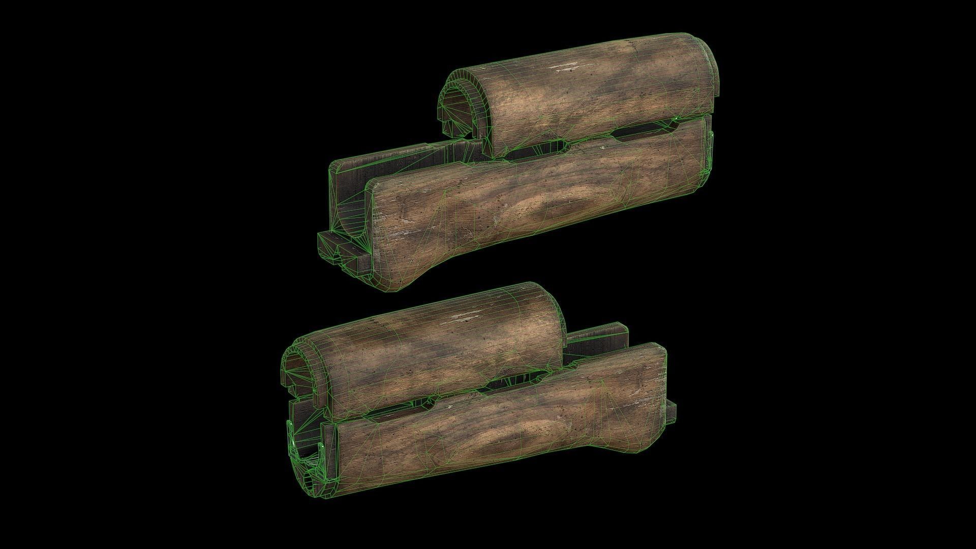 AK - Handguard - AKM-WOOD Low-poly 3D model_5