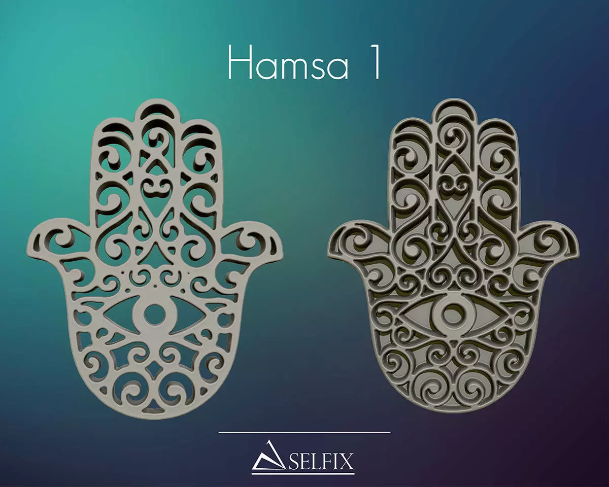 Hamsa Hand symbol 3D model relief 01 3D print model