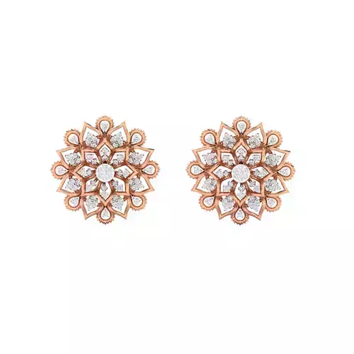 Earrings-1277 rose gold diamond stud earring 3D print model
