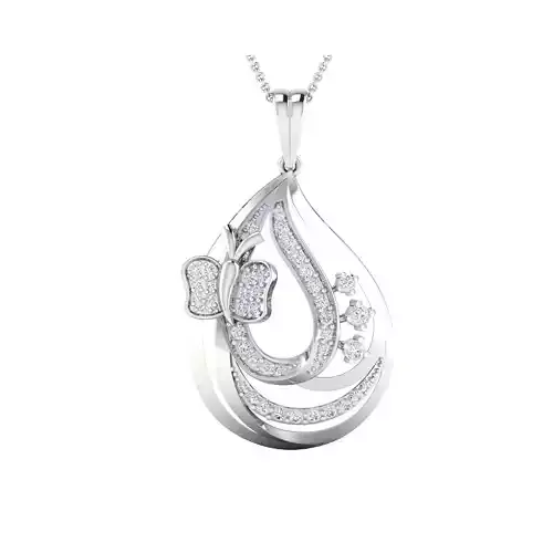 Pendant-1270 rose gold pendant with diamonds and butterfly 3D print model