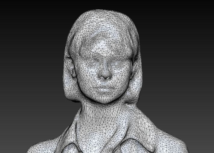 Young beautiful lady in trench coat with little black bag 232 Low-poly 3D model_6