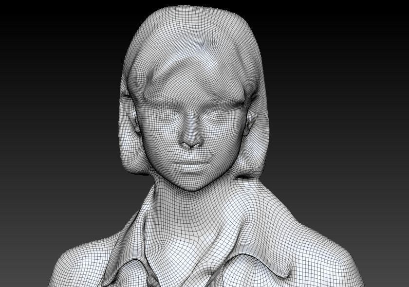 Young beautiful lady in trench coat with little black bag 232 Low-poly 3D model_4