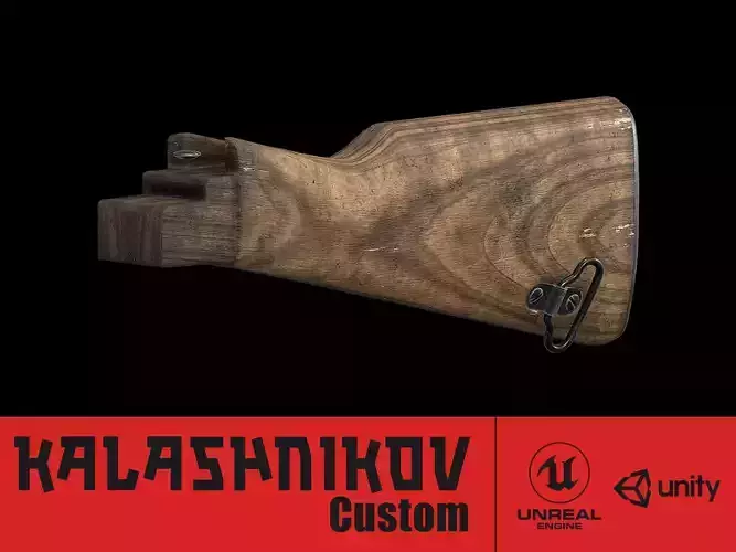 AK - STOCK - AKM WOOD STD Low-poly 3D model
