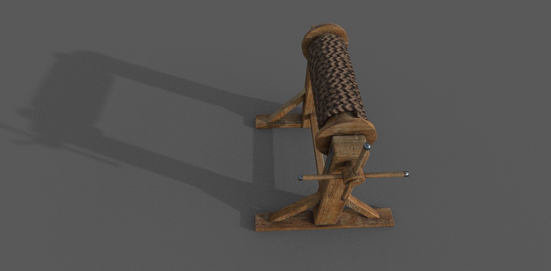 Winch low-poly 3d model wooden reel Low-poly 3D model_4