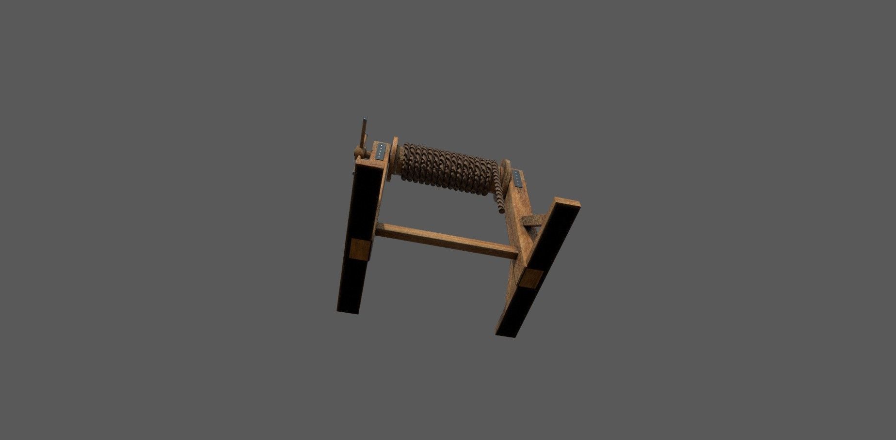 Winch low-poly 3d model wooden reel Low-poly 3D model_6