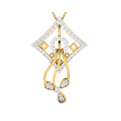 Pendant-1261 rose gold pendant with diamonds 3D print model