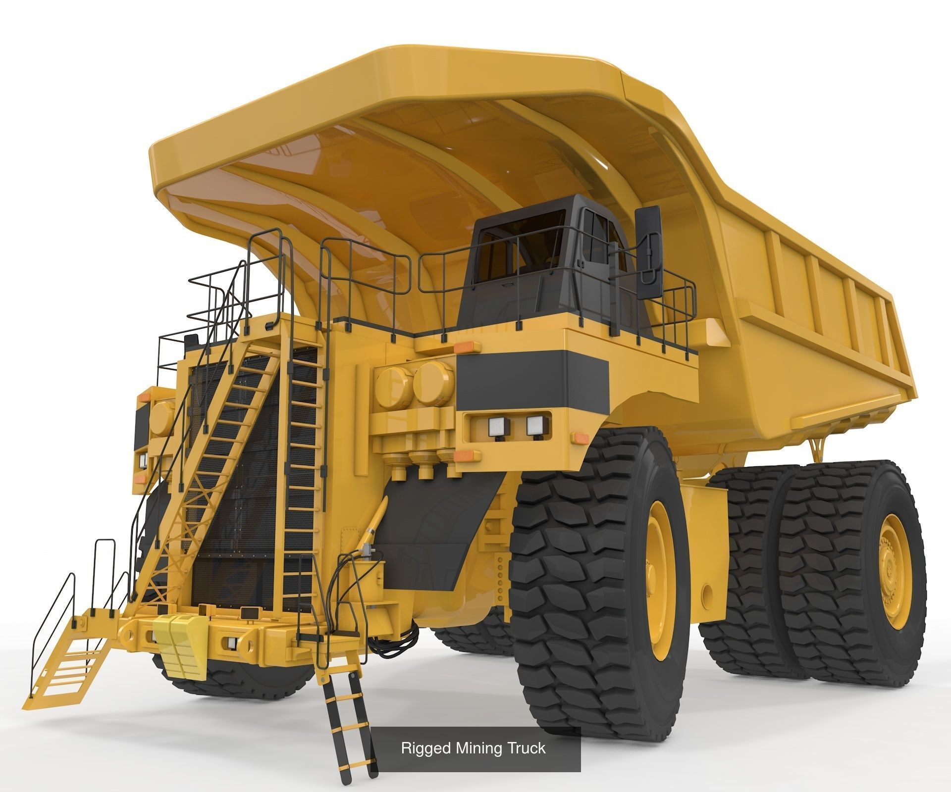 Two Mining Excavator and One Mining Truck 3D Model Collection_2