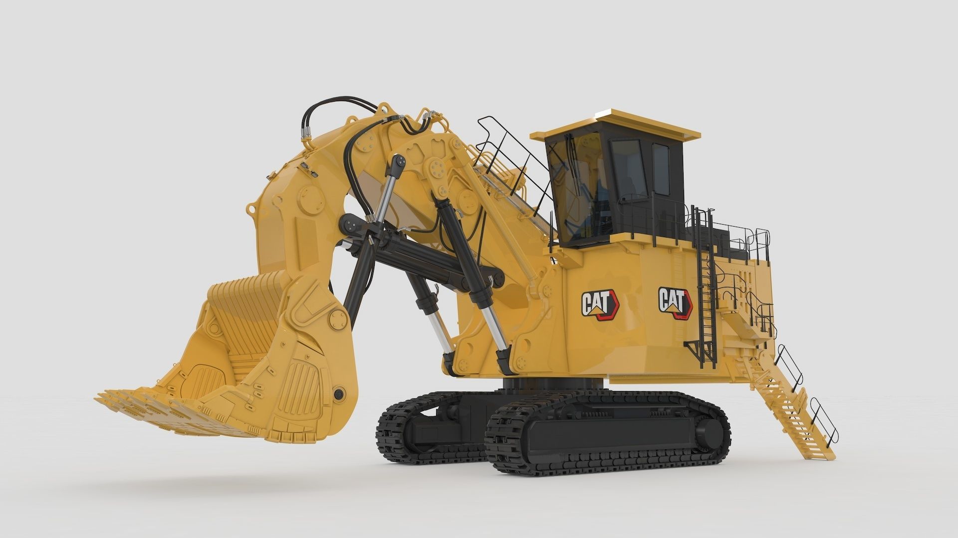 Two Mining Excavator and One Mining Truck 3D Model Collection_14