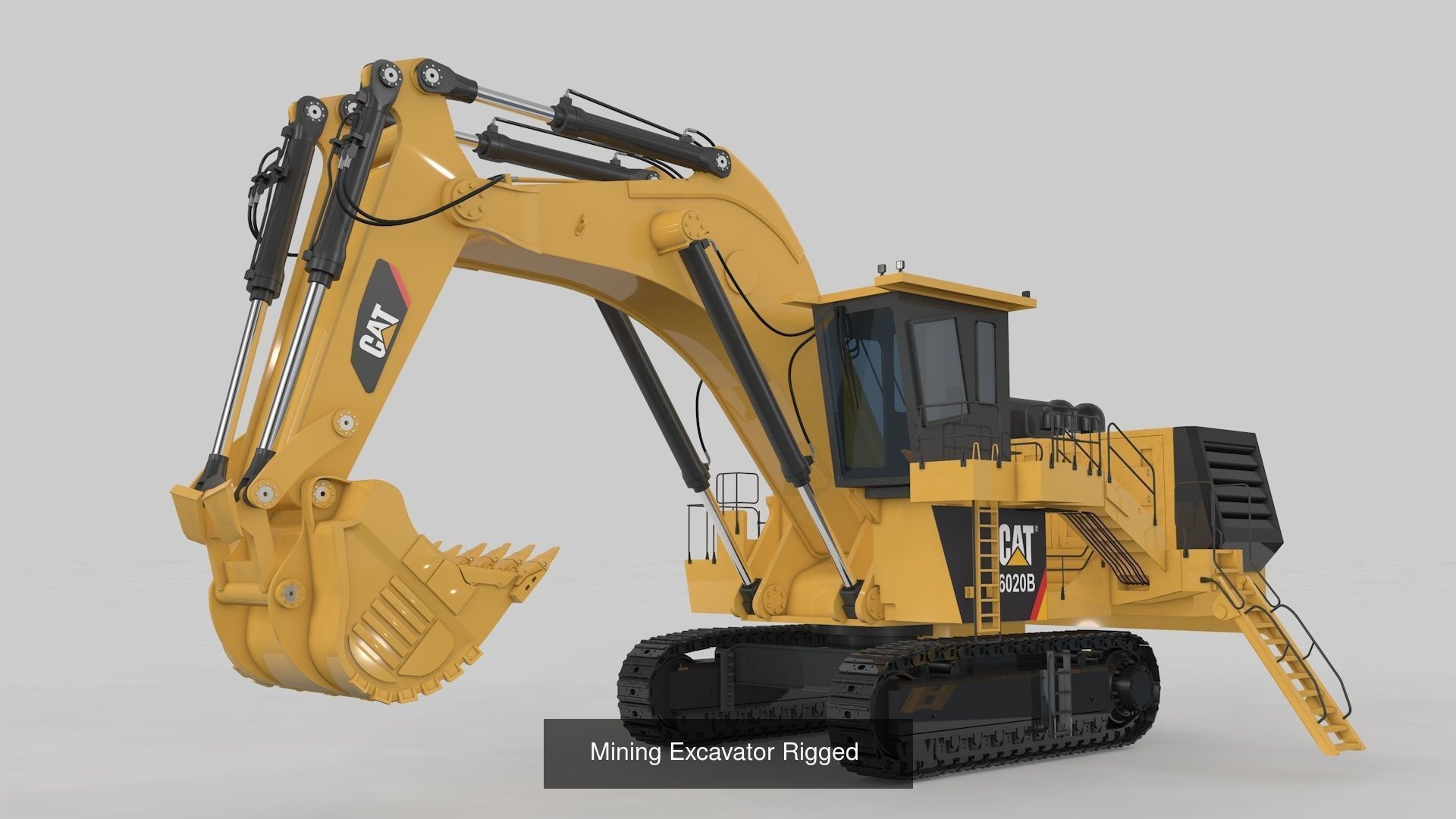 Two Mining Excavator and One Mining Truck 3D Model Collection_1