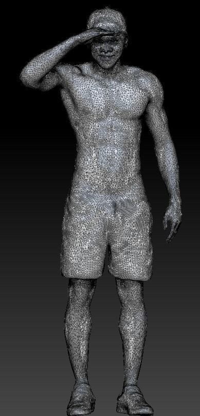 Shirtless muscular young african man standing and smiling 221 Low-poly 3D model_7