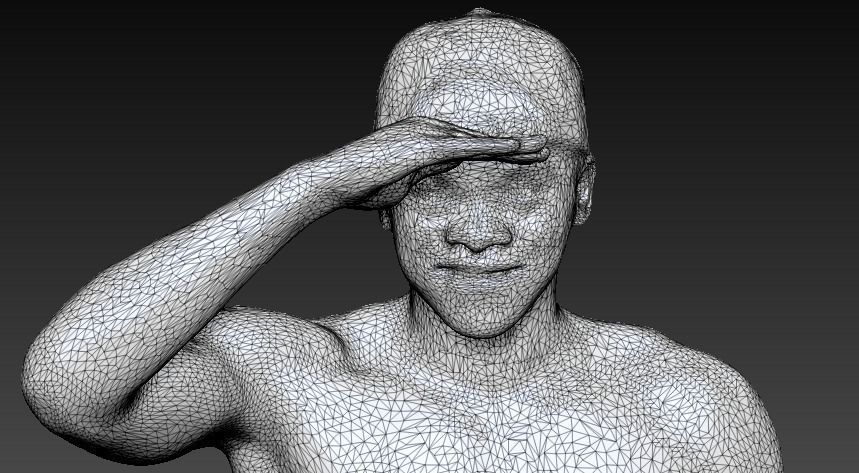 Shirtless muscular young african man standing and smiling 221 Low-poly 3D model_6