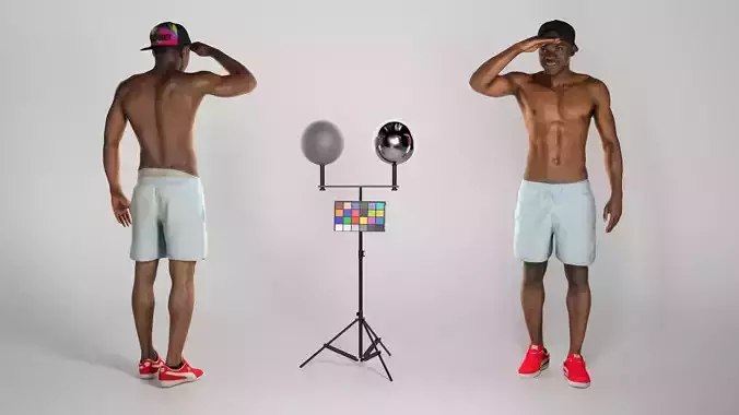 Shirtless muscular young african man standing and smiling 221 Low-poly 3D model