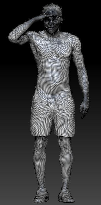 Shirtless muscular young african man standing and smiling 221 Low-poly 3D model_5
