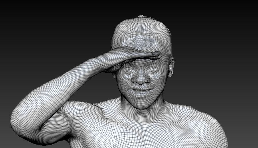 Shirtless muscular young african man standing and smiling 221 Low-poly 3D model_4