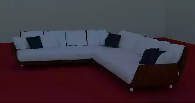 3D model formats sectional sofa on carpet