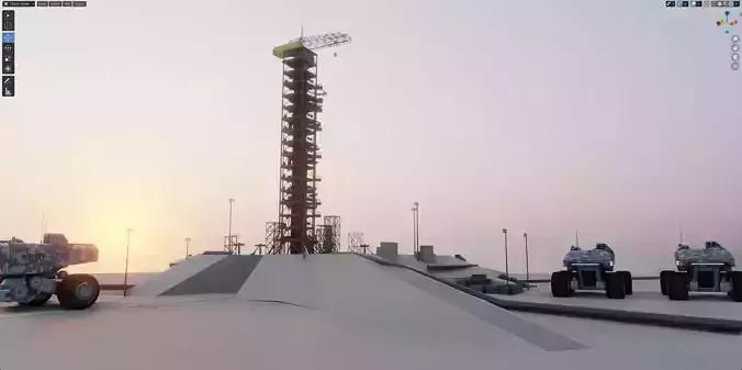 NASA Apollo Launch Scene With Military Vehicle 