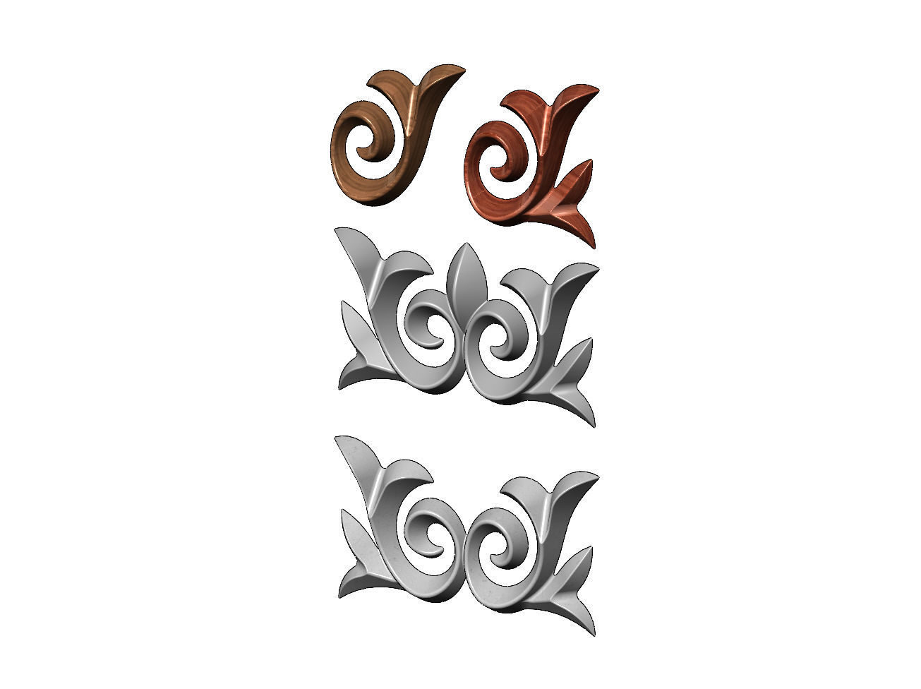 Floral onlay relief for woodworking and plaster moldings 3D print model_1