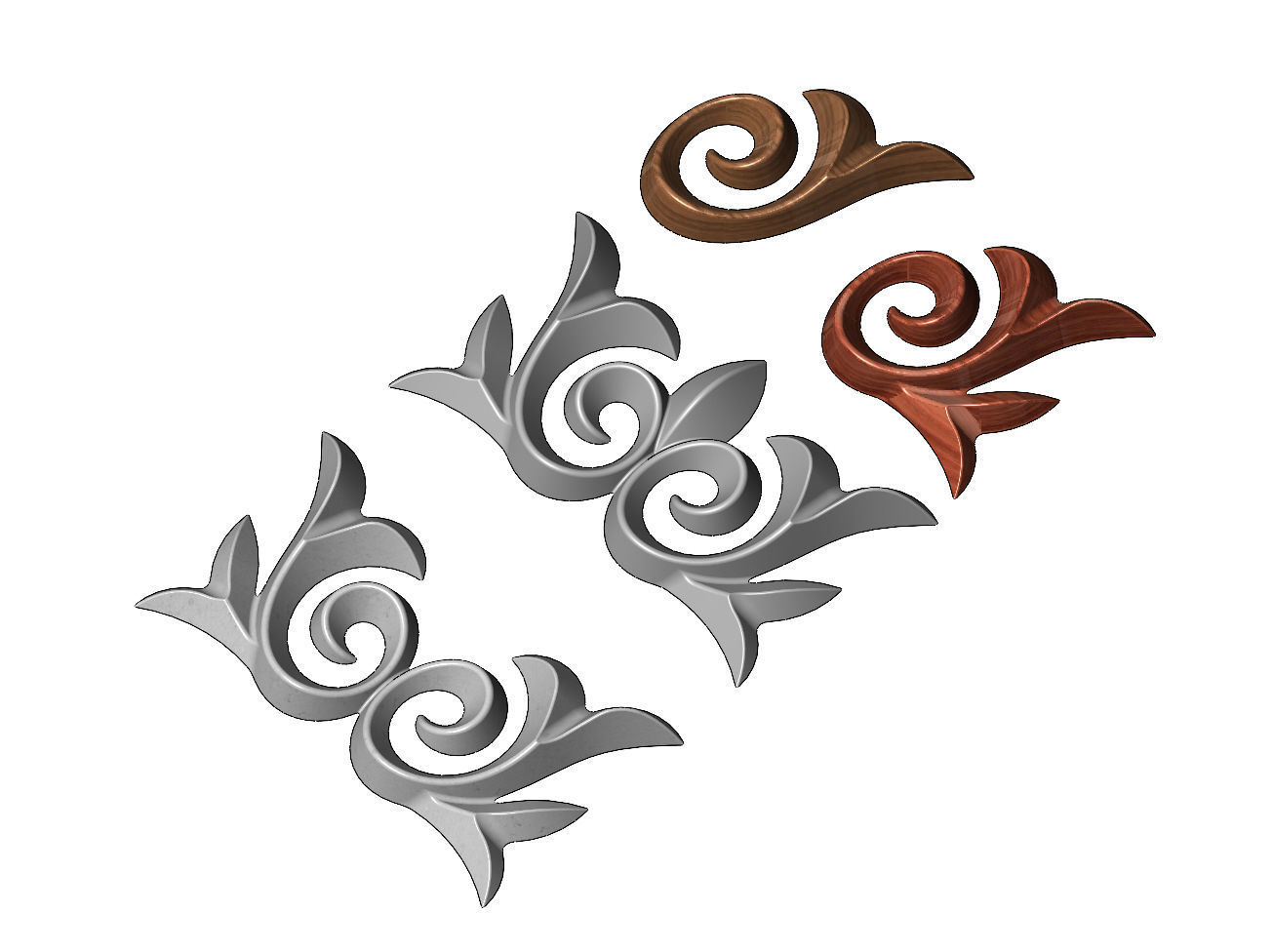 Floral onlay relief for woodworking and plaster moldings 3D print model_14