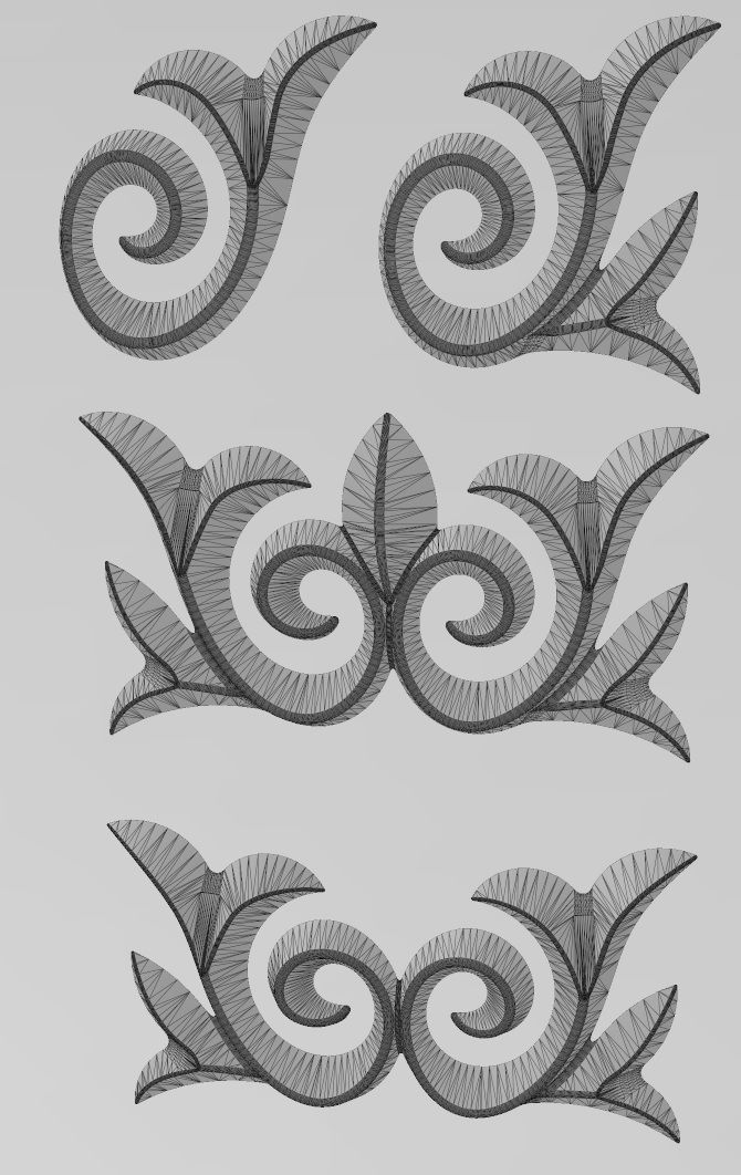 Floral onlay relief for woodworking and plaster moldings 3D print model_16