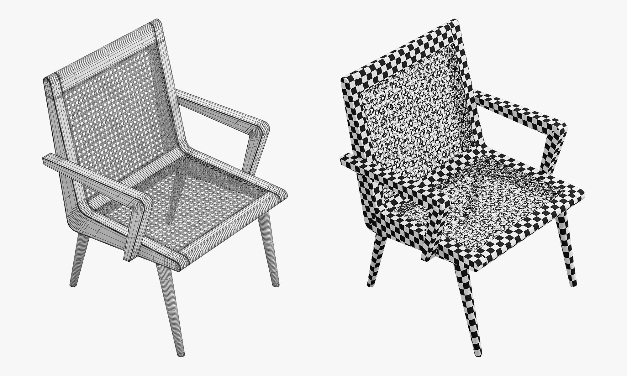 Midcentury cane chair 3D model CGTrader