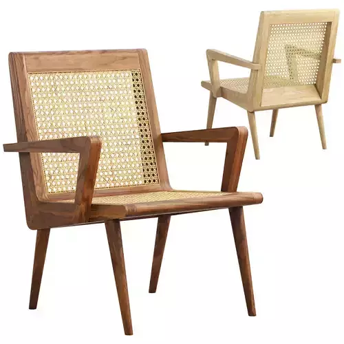Mid-century cane chair 3D model