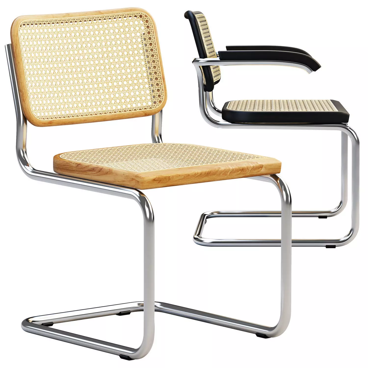 Cesca Chairs B 32 by Marcel Breuer 2 options 3D model_0