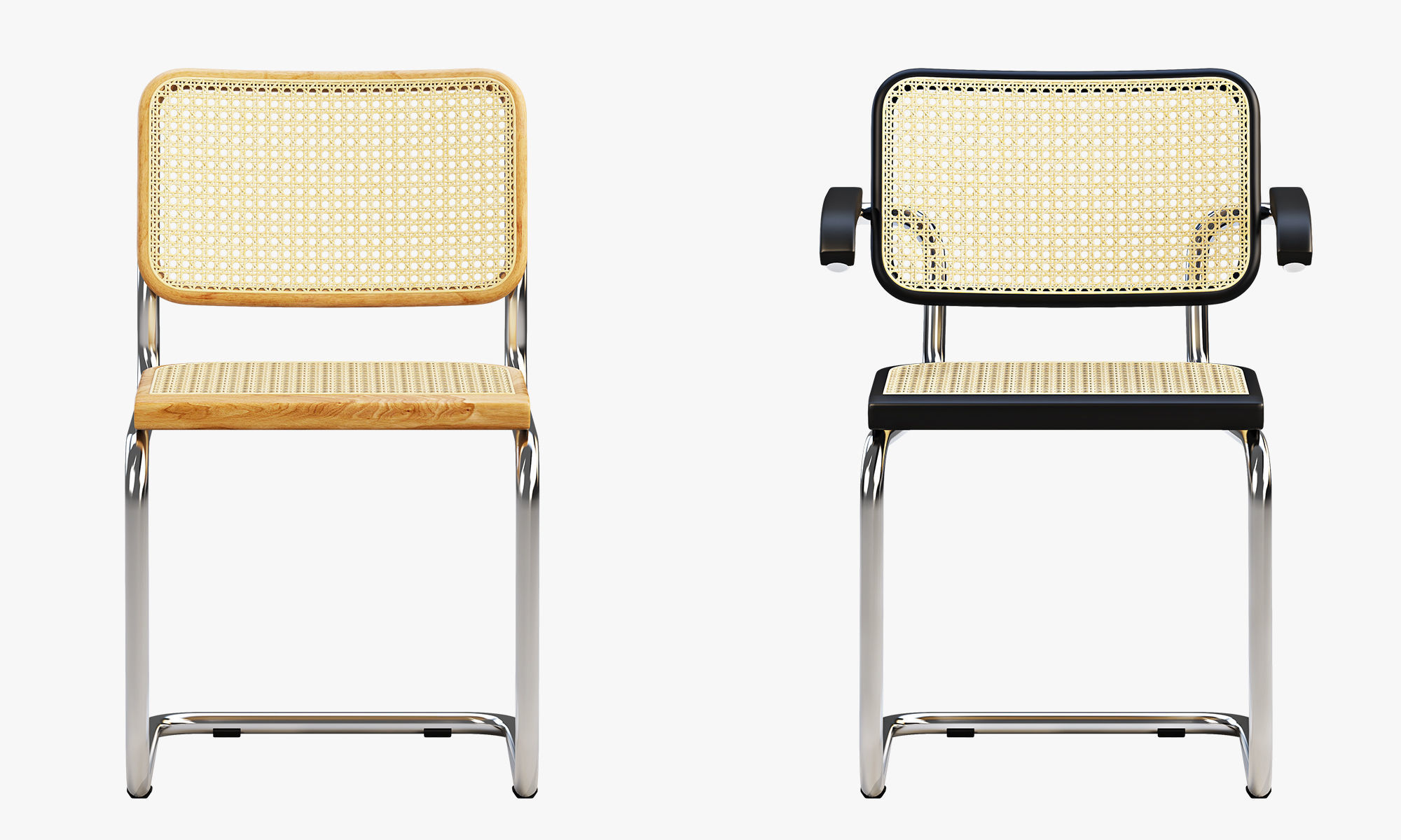 Cesca Chairs B 32 by Marcel Breuer 2 options 3D model_3