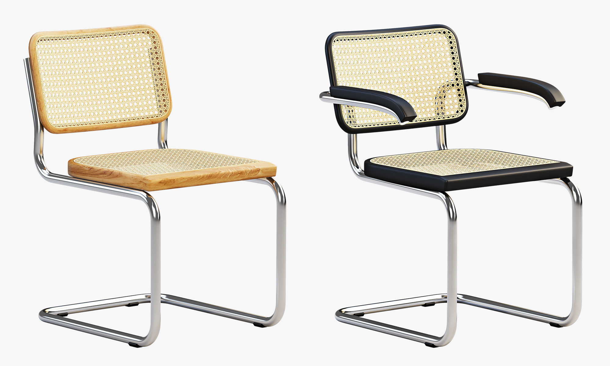 Cesca Chairs B 32 by Marcel Breuer 2 options 3D model_1